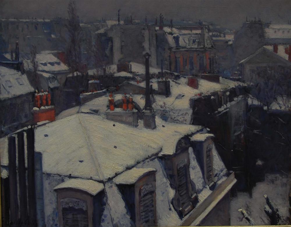 Gustave Caillebotte, Vue de toits (Effet de neige) 1878 med
